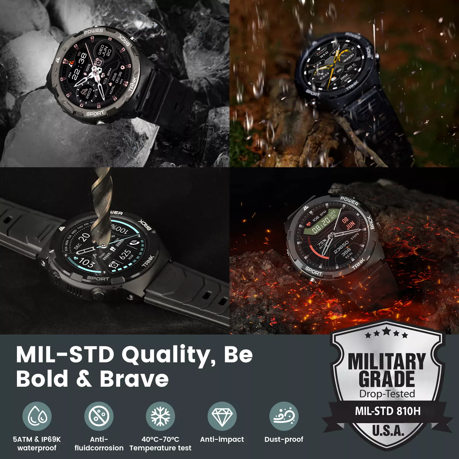 Rugged Military-Grade Waterproof Smartwatch - Image 4