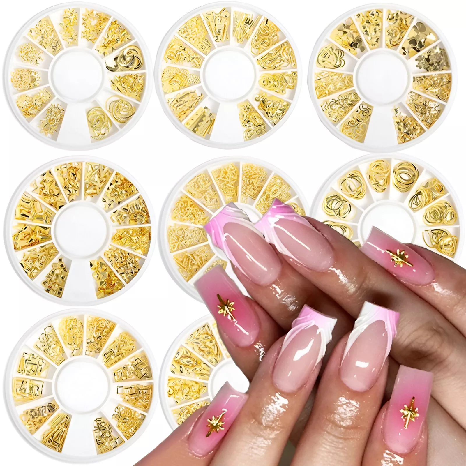 Gold Rivet 3D Nail Art Decorations - Image 3