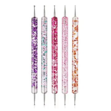 5Pcs Dual-Ended Nail Art Dotting Pens with Crystal Bead Handles