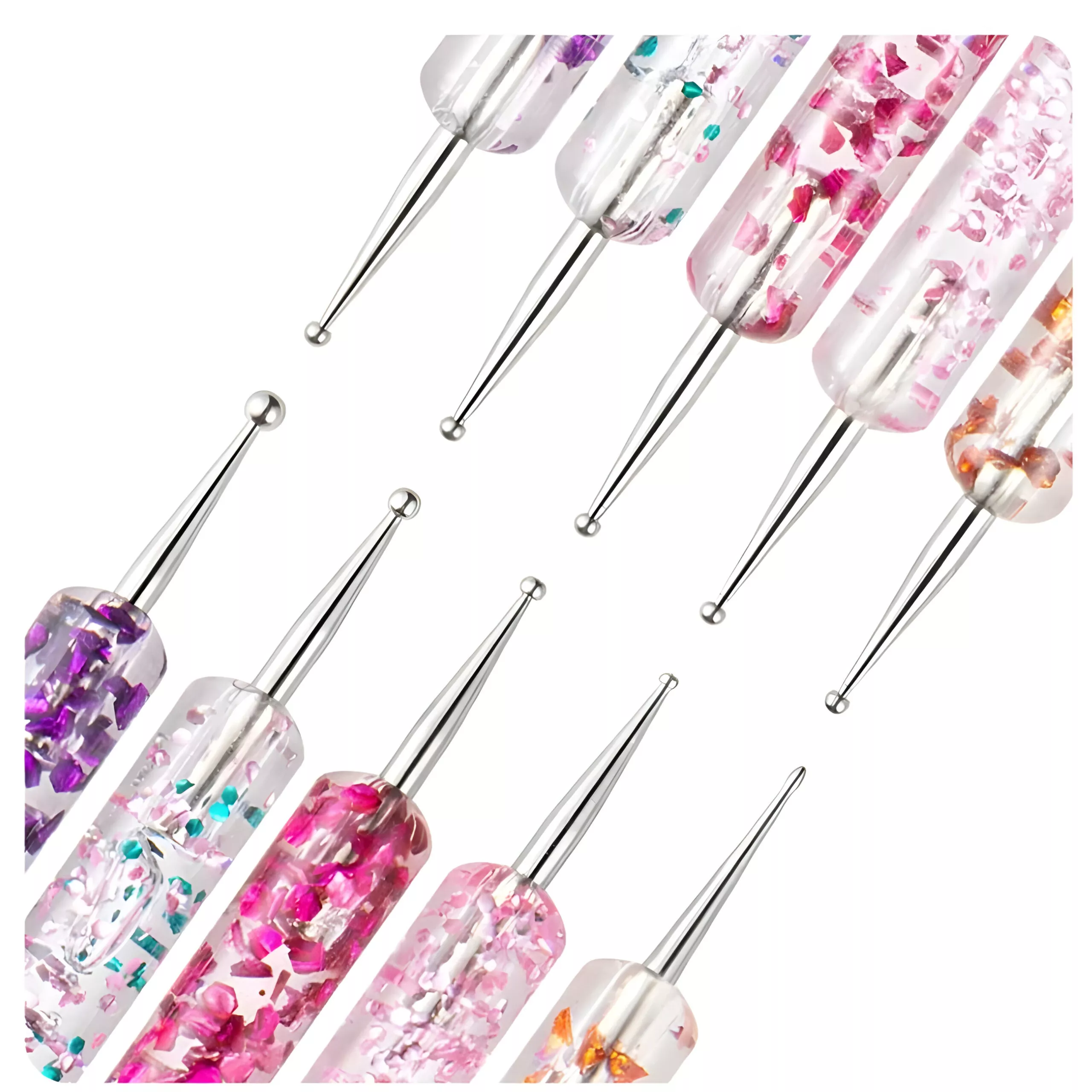 5Pcs Dual-Ended Nail Art Dotting Pens with Crystal Bead Handles - Image 4