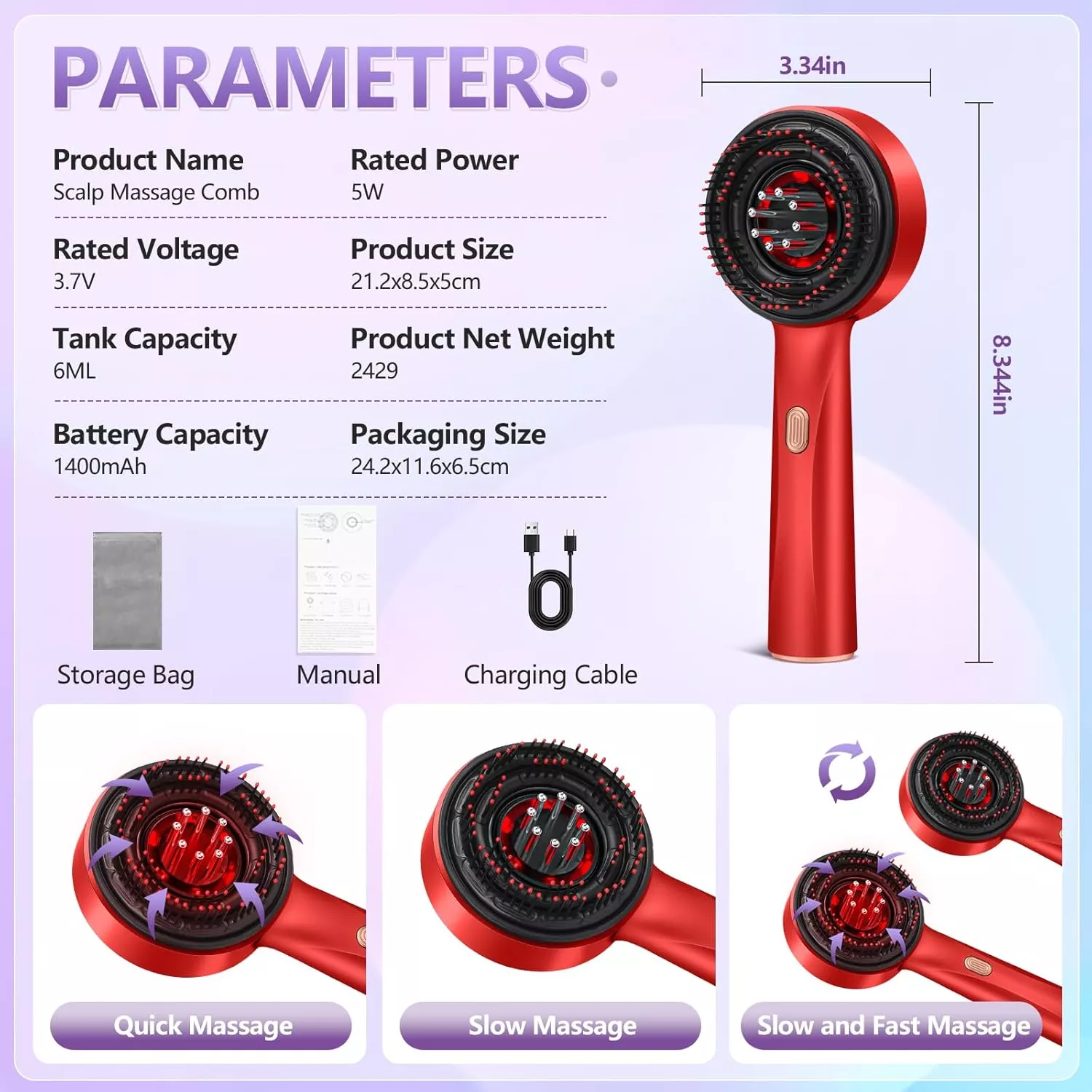 3-in-1 Red Light Therapy Scalp Massager & Hair Oil Applicator - Waterproof Electric Comb - Image 7