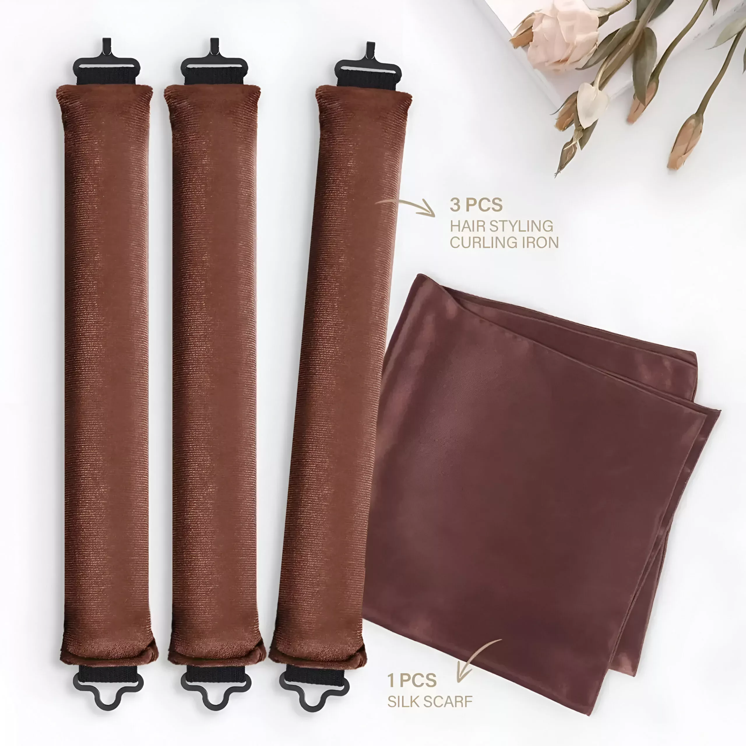 Heatless Hair Curler Soft Velvet Overnight Curling Rod Headband with Scarf - Image 3