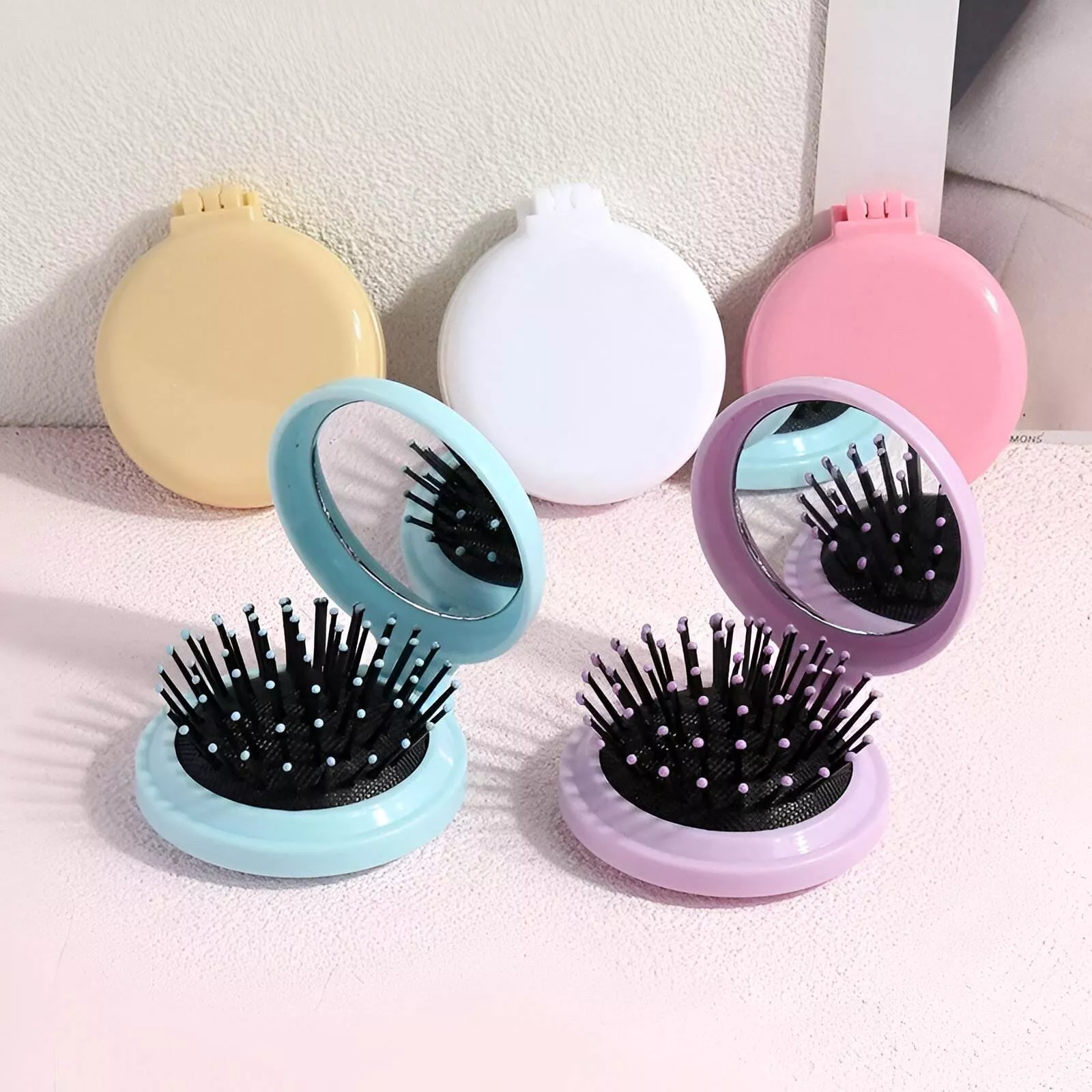 Portable Folding Comb with Mirror – Air Cushion Detangling Hair Brush for Travel - Image 3