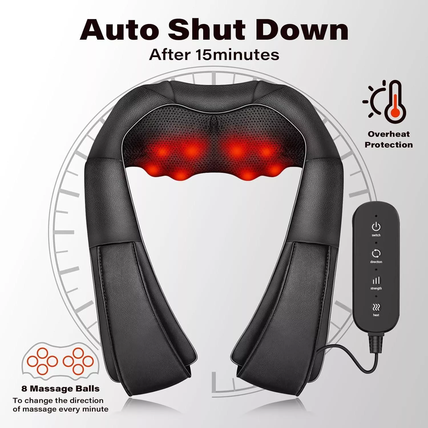 4D Heated Shiatsu Neck and Shoulder Massager for Full-Body Relief - Image 6