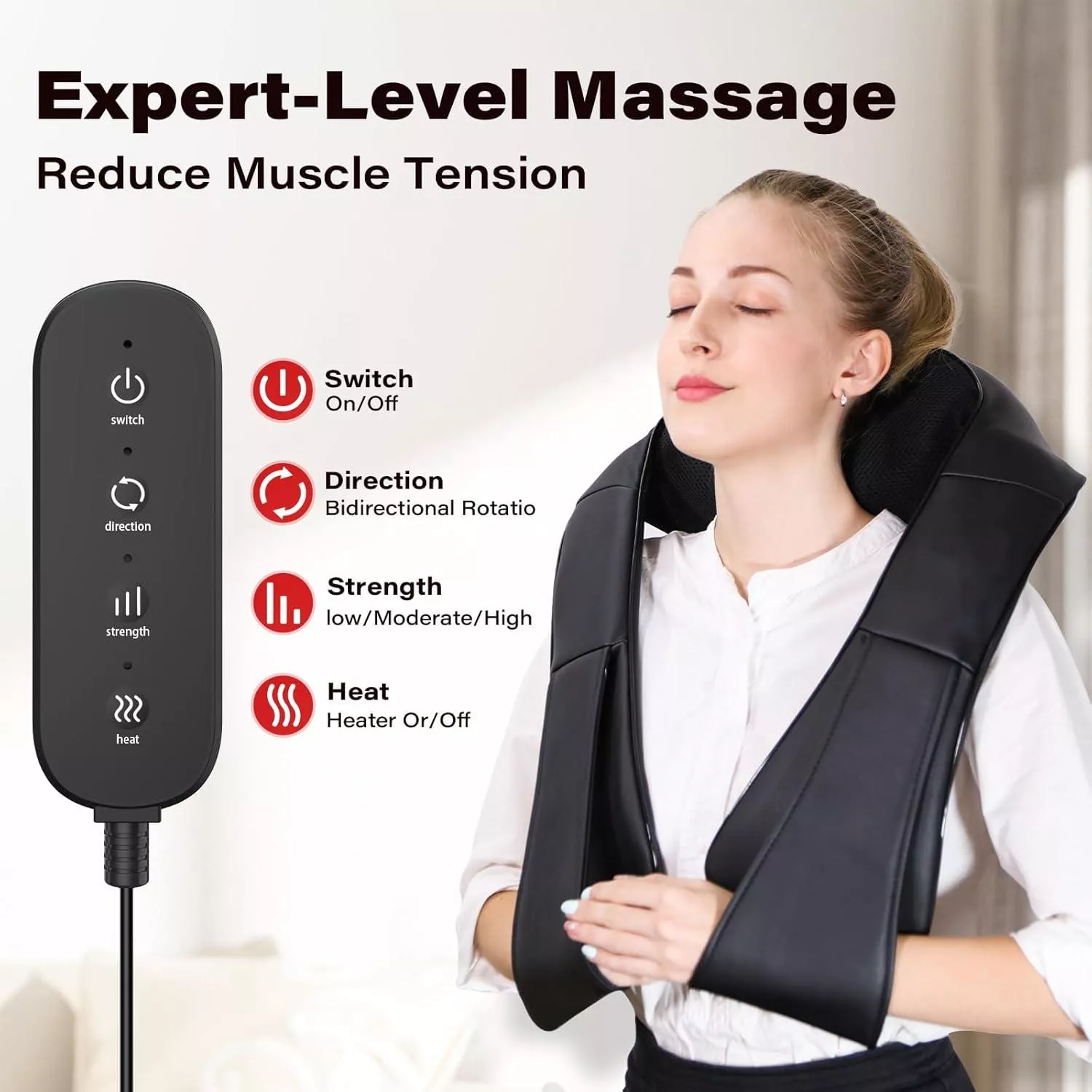 4D Heated Shiatsu Neck and Shoulder Massager for Full-Body Relief - Image 2