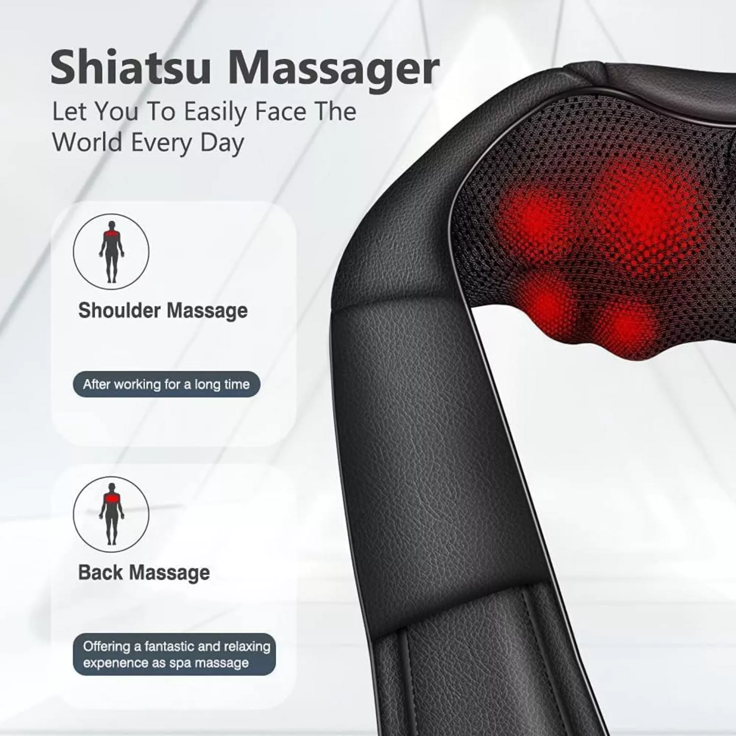 4D Heated Shiatsu Neck and Shoulder Massager for Full-Body Relief - Image 5