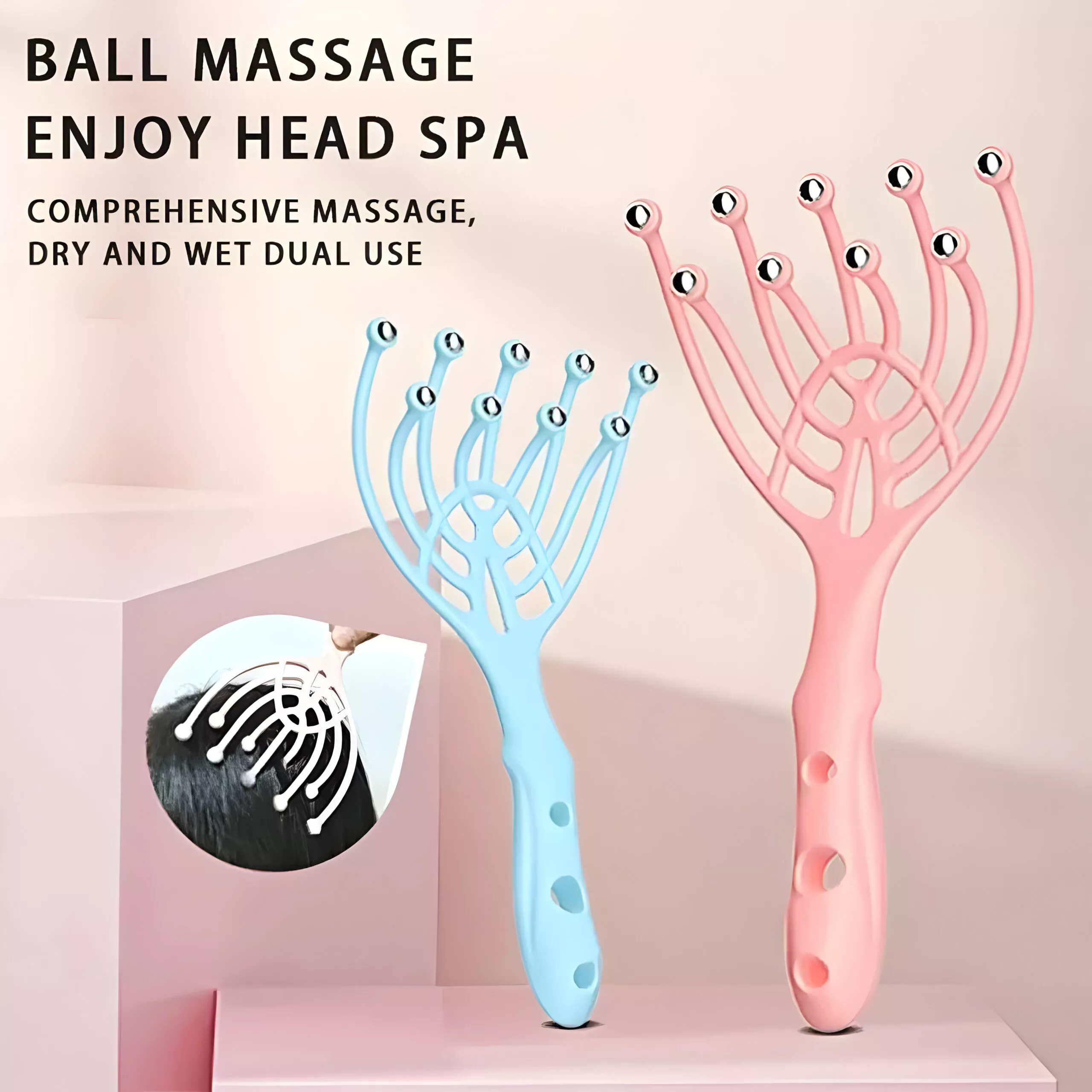 9 Claws Head Massager with Steel Balls – Scalp and Body Relaxation Comb - Image 3