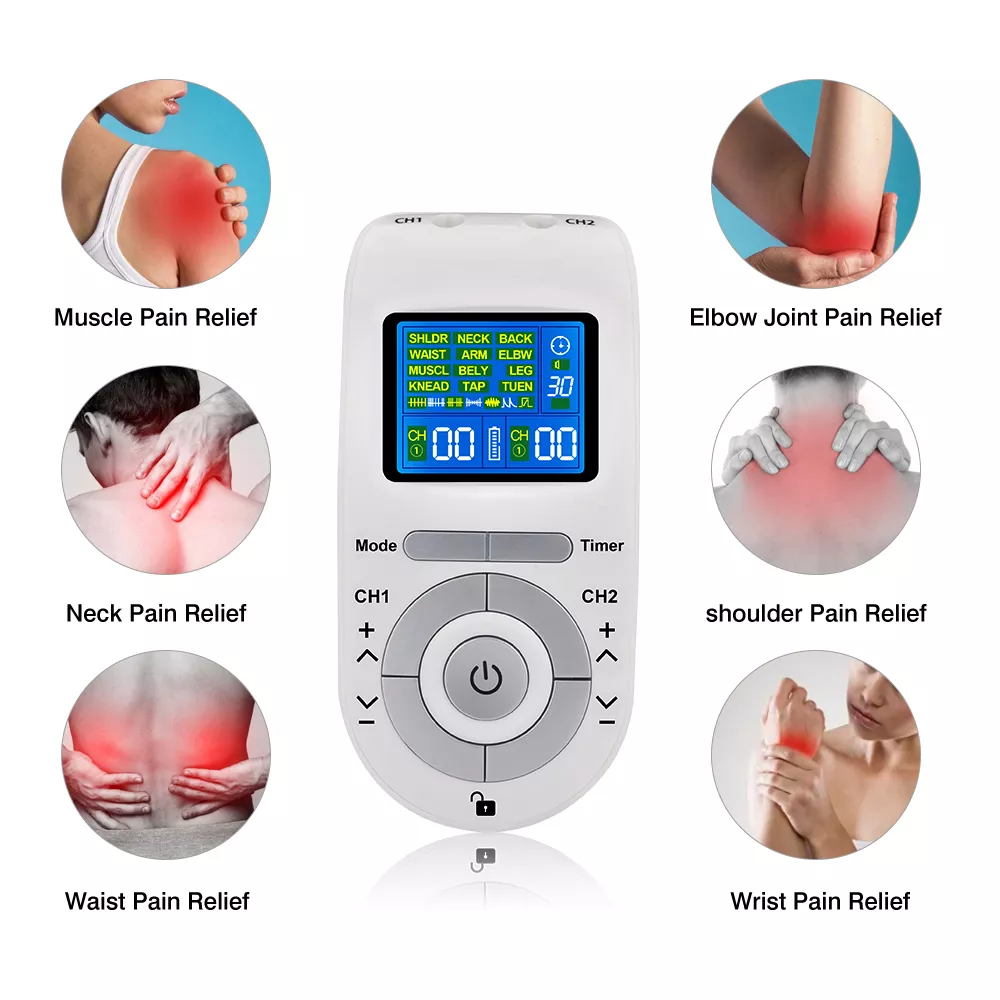 12 Mode TENS EMS Machine with 4 Electrode Pads for Pain Relief & Muscle Stimulation - Image 2