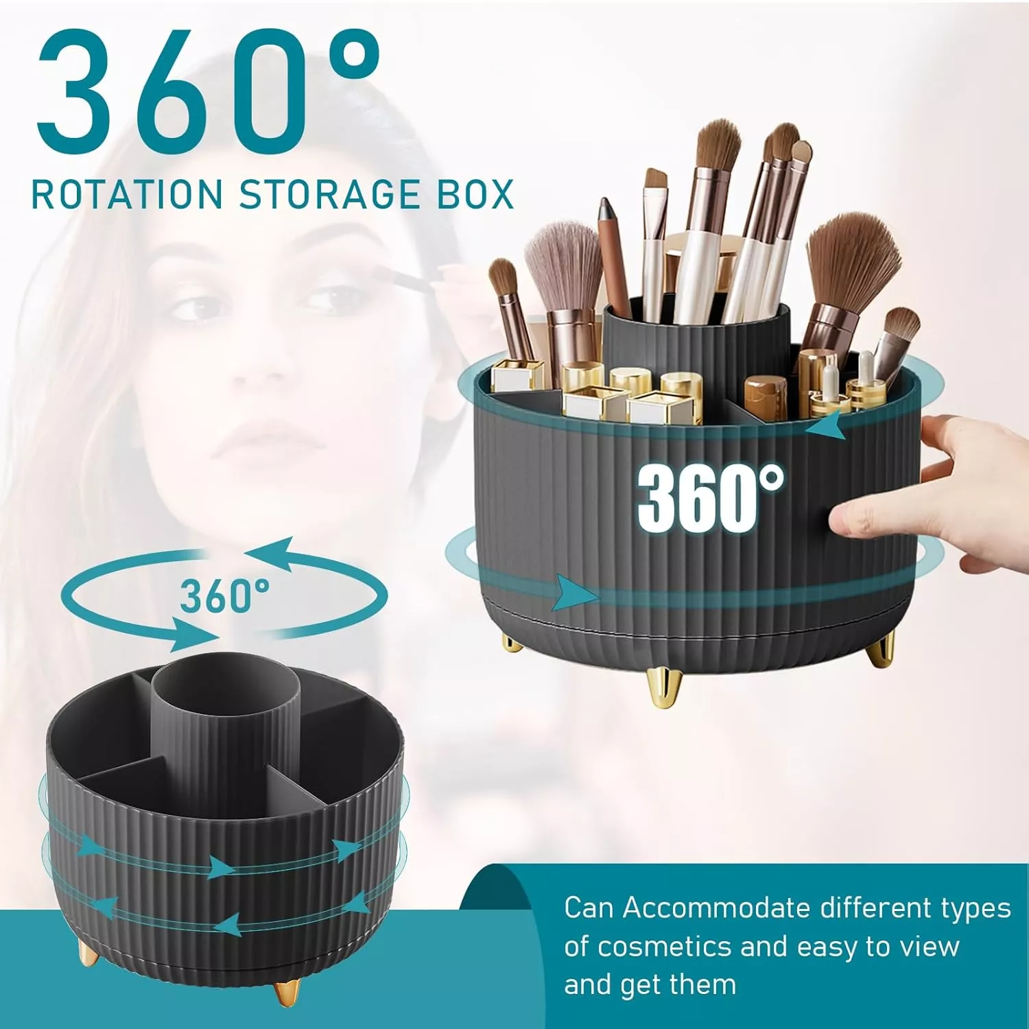 360° Rotating Makeup Brush Holder - Image 3