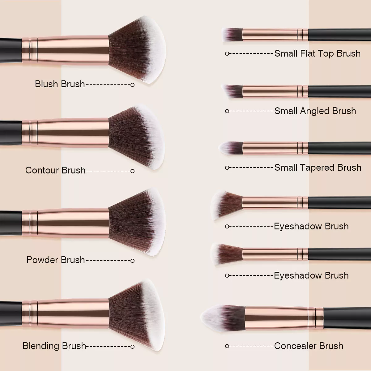 10-Piece Professional Makeup Brush Set - Image 3