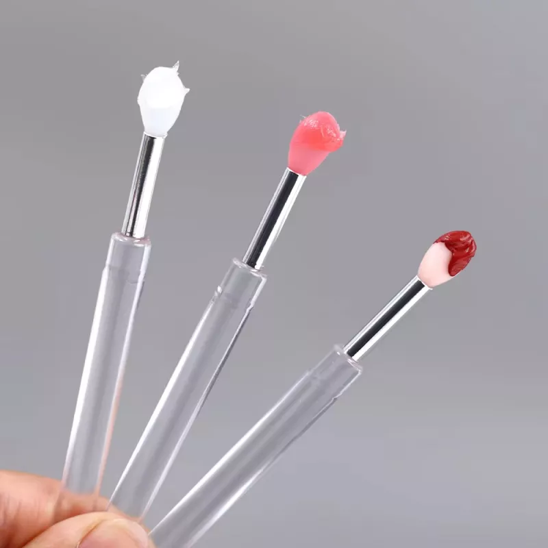 3PCS Portable Silicone Lip & Eye Makeup Brush Set with Cover