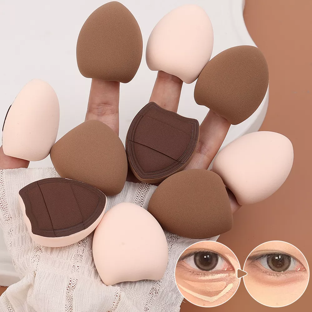 10PCS Mini Finger Cosmetic Puff Set - Soft Air Cushion Makeup Sponge for Foundation & Concealer