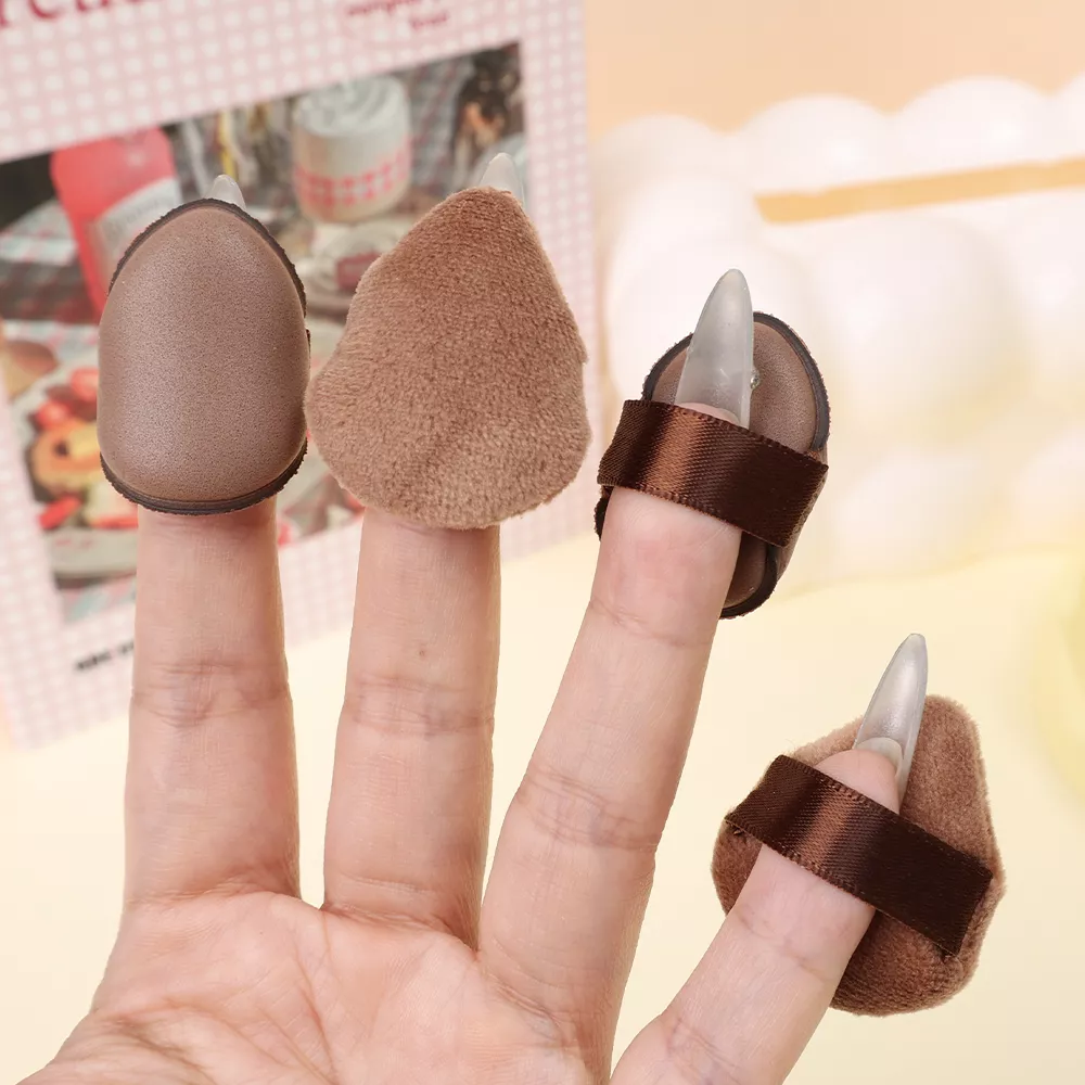 Chocolate Biscuit Makeup Puff Set - 6PCS Dual-Use Wet & Dry Foundation Puffs - Image 7