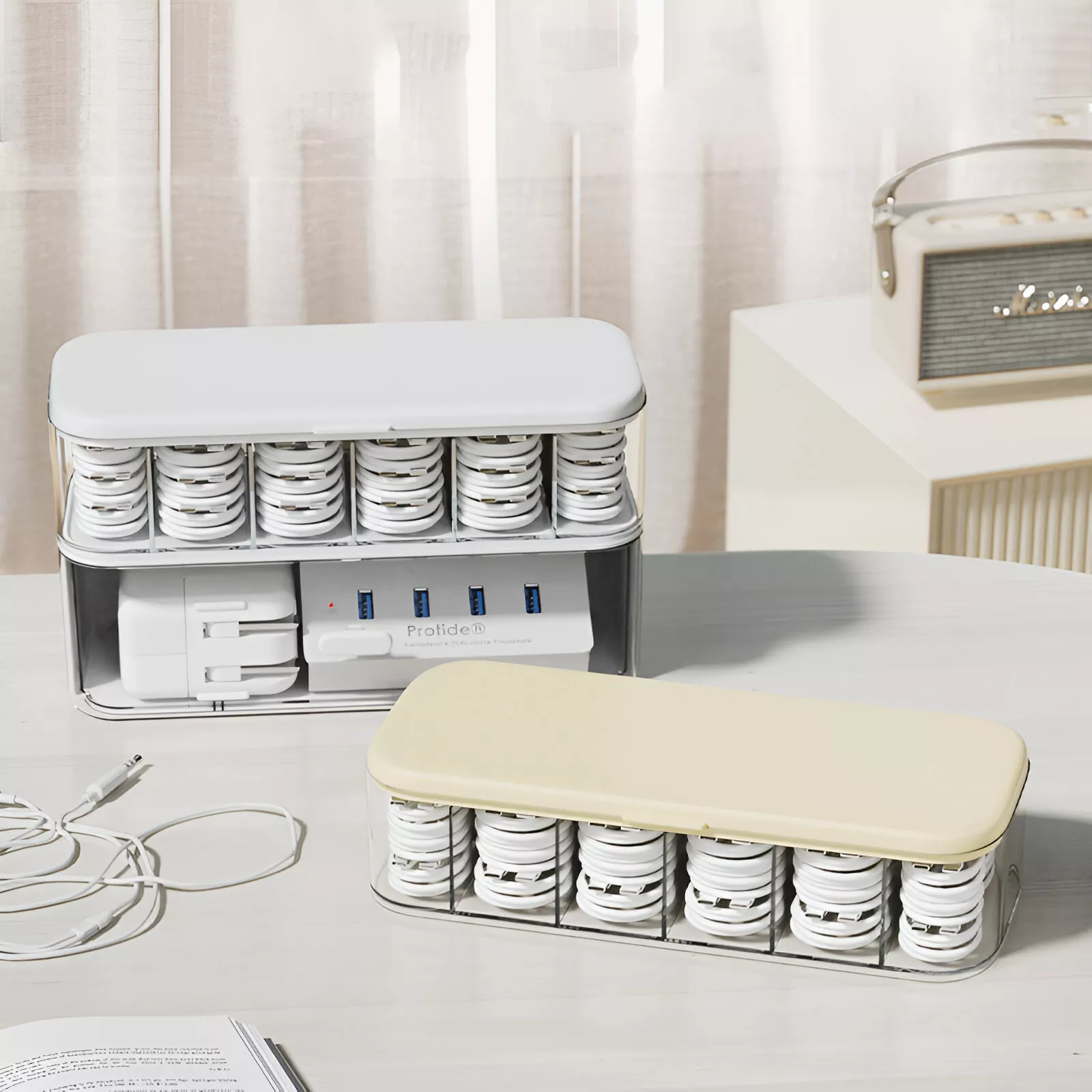 Clear Cable Organizer Box with Lid - Image 4