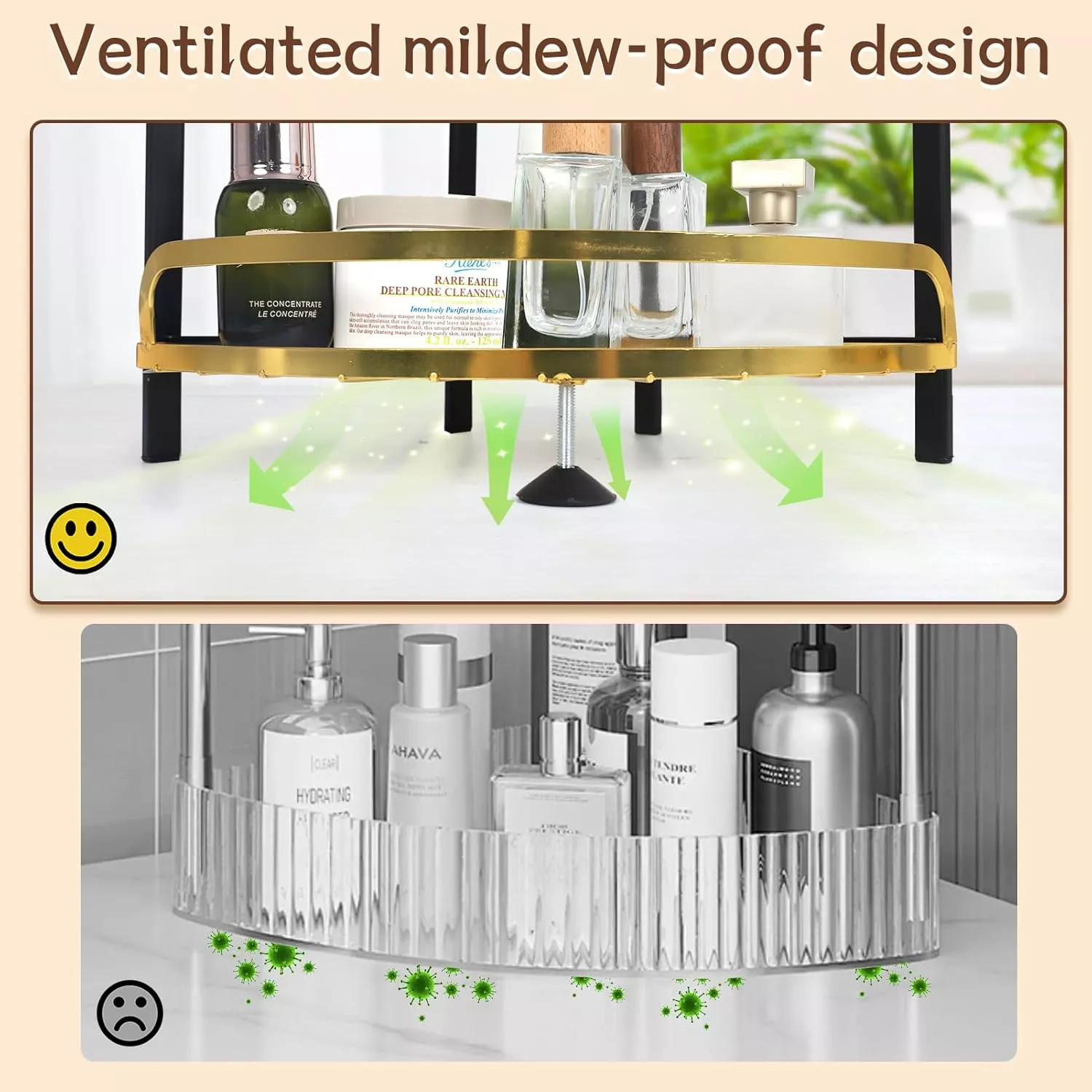 2-Tier Gold Corner Makeup and Vanity Organizer - Image 5