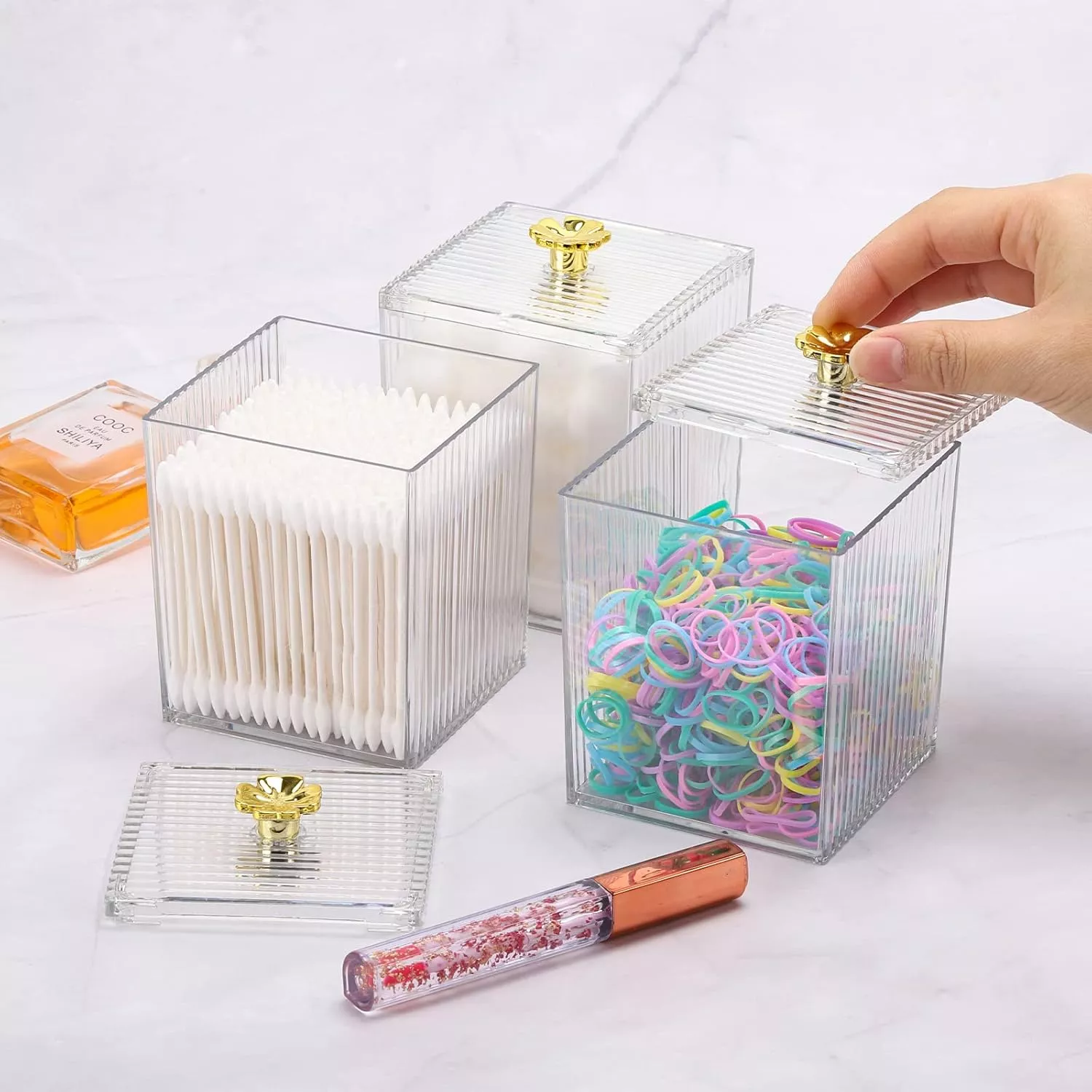 Clear Acrylic Cotton Pad & Swab Holder - Image 6