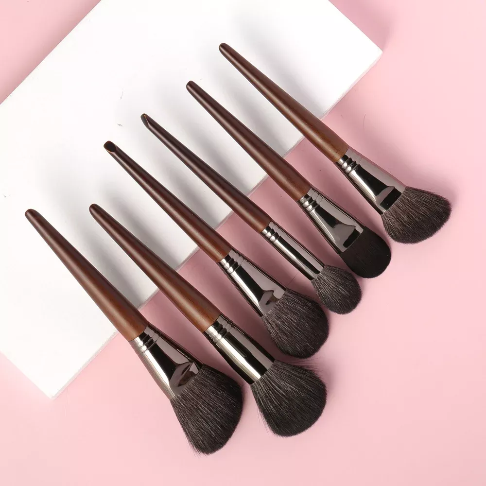 6-Piece Soft Goat Hair and Synthetic Makeup Brush Set