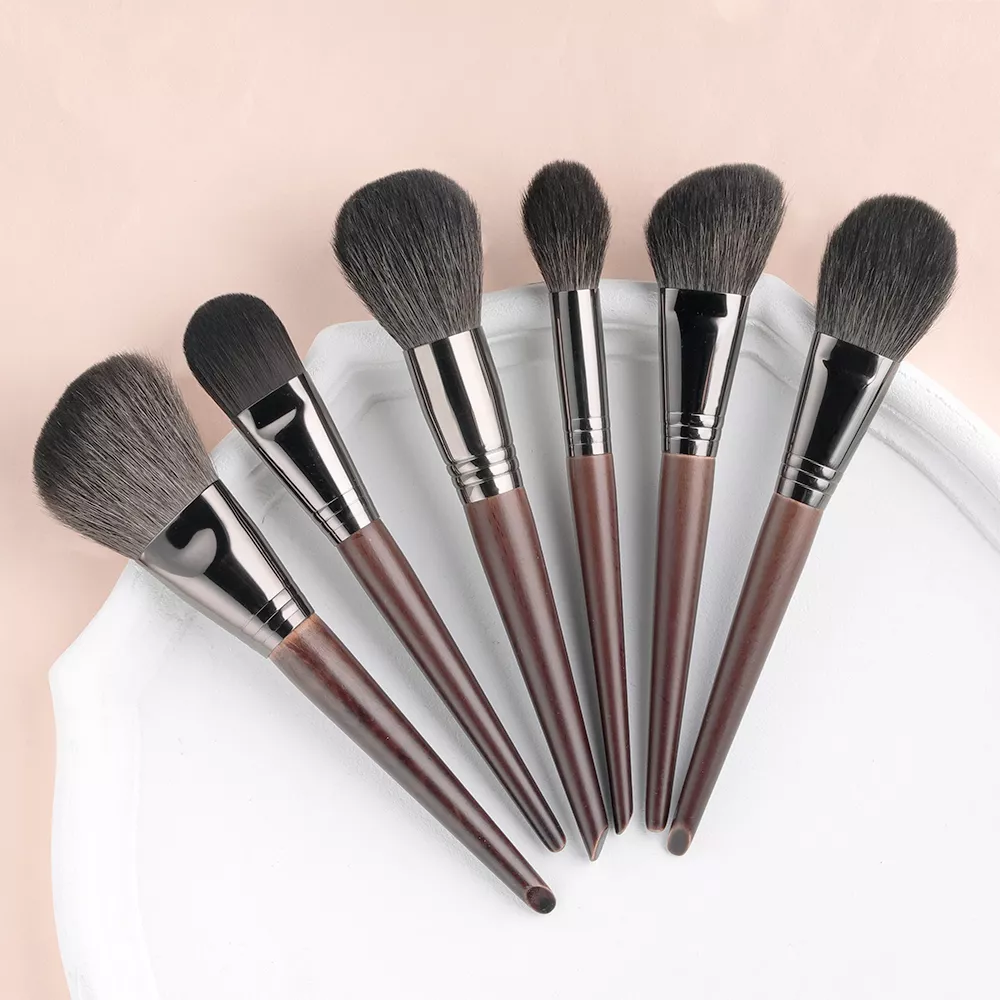 6-Piece Soft Goat Hair and Synthetic Makeup Brush Set - Image 2