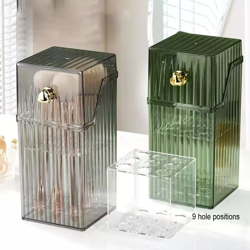 Elegant Transparent Makeup Brush Organizer with Lid - Image 6