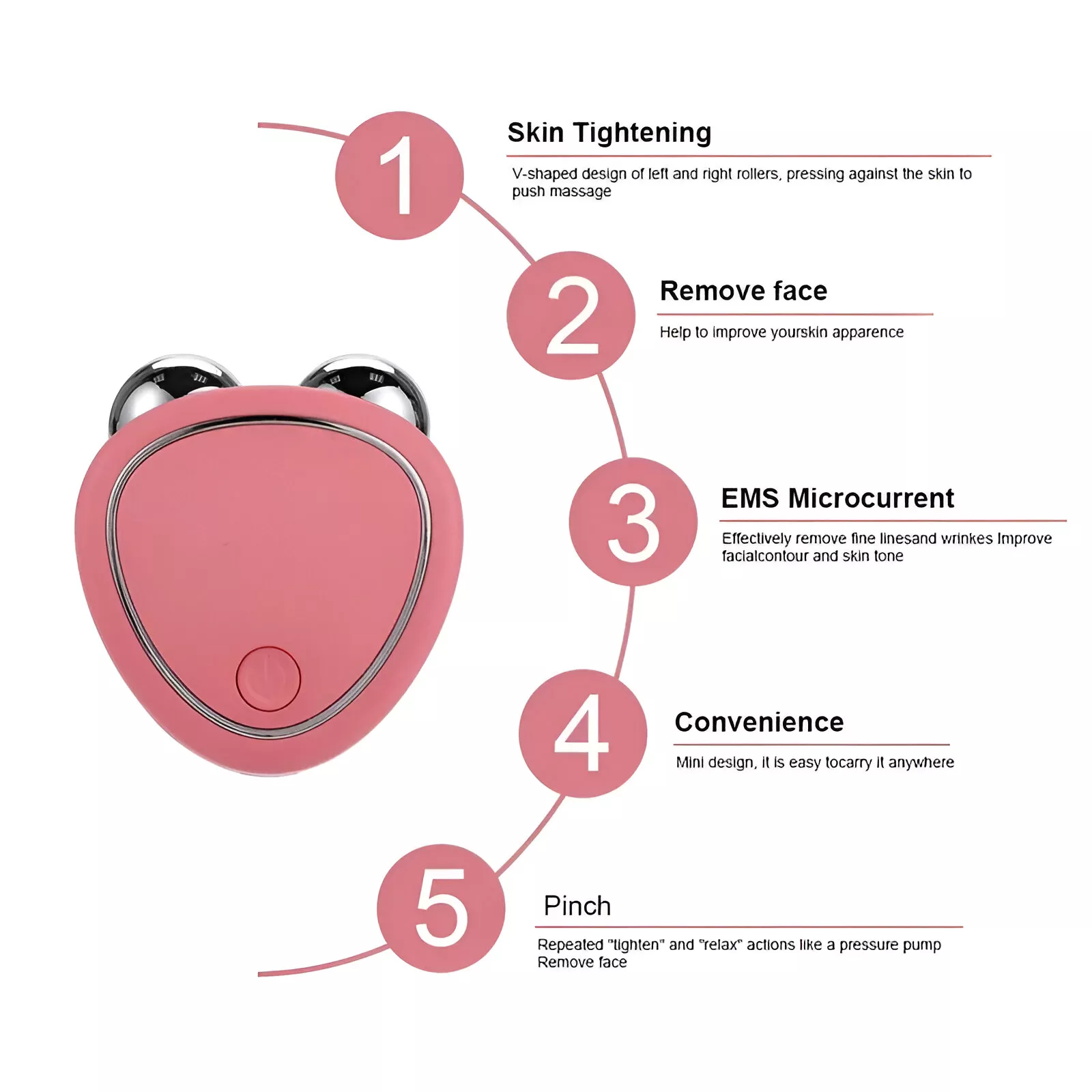 Electric Face Massager with Microcurrent & Sonic Vibration for Skin Tightening & Lifting - Image 3