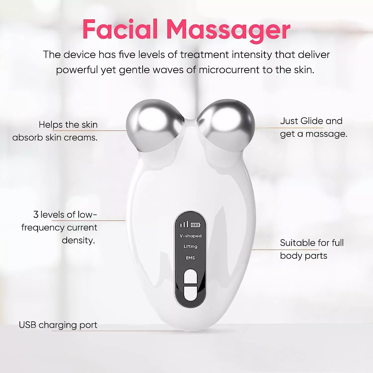 EMS Facial Massager Roller - Microcurrent V-Face Lifting & Skin Rejuvenation Device - Image 3