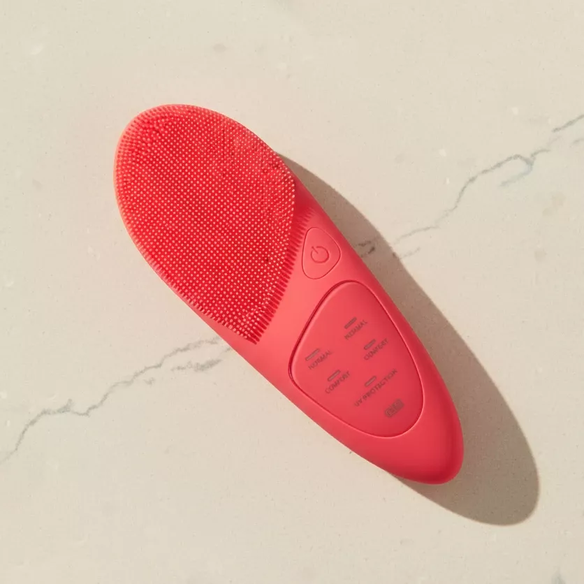 Electric Silicone Face Cleansing Brush with Ultrasonic Vibration & Hot Compress Eye Massager