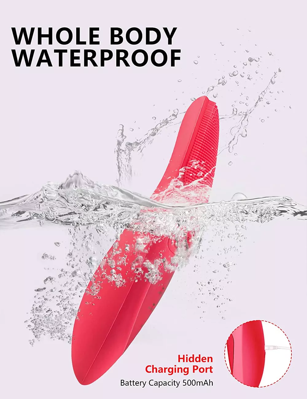 Electric Silicone Face Cleansing Brush with Ultrasonic Vibration & Hot Compress Eye Massager - Image 4