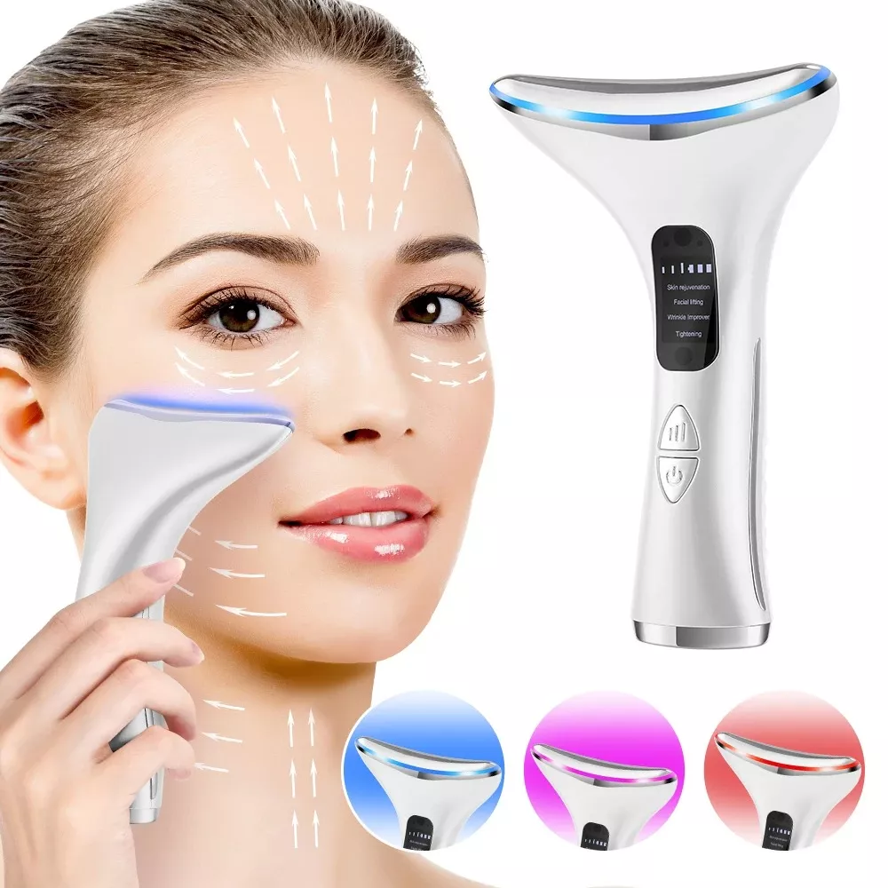 3-Color LED Neck Beauty Device with Microcurrent