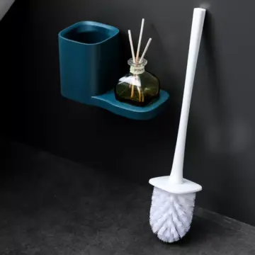 Wall-Mounted Toilet Brush with No Dead Corner Cleaning & Nail-Free Rack