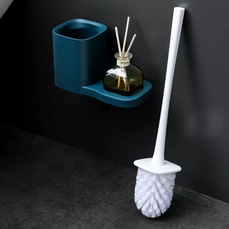 Wall-Mounted Toilet Brush with No Dead Corner Cleaning & Nail-Free Rack