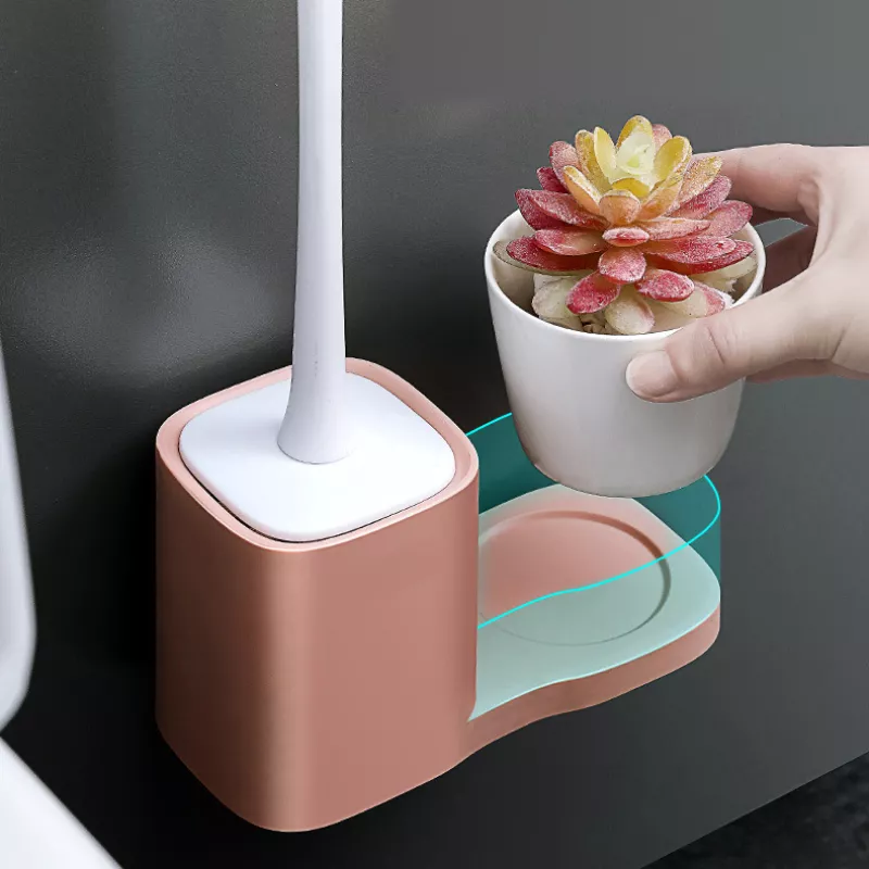 Wall-Mounted Toilet Brush with No Dead Corner Cleaning & Nail-Free Rack - Image 3