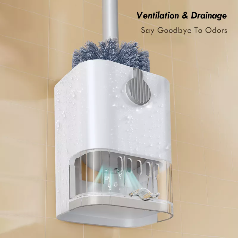 Wall-Mounted Long Handled Toilet Brush Set with Holder - Image 5