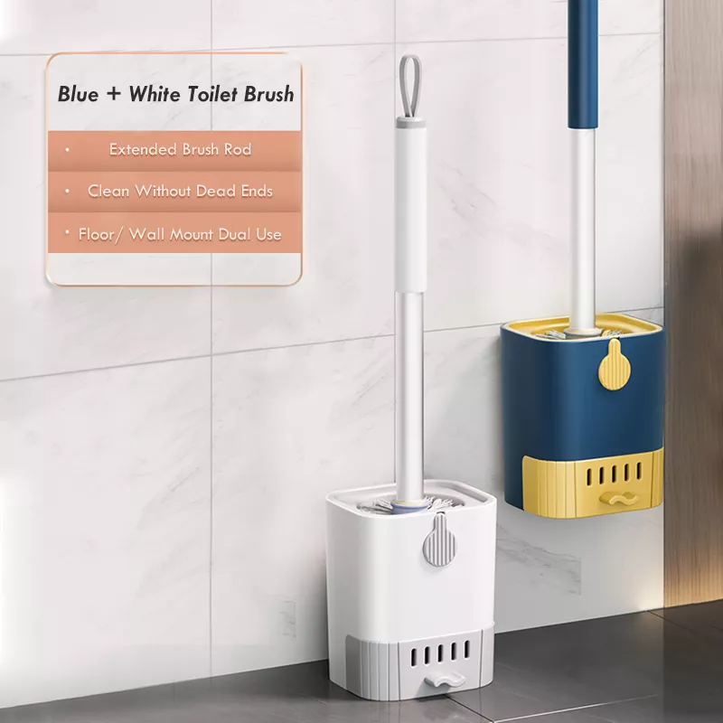 Wall-Mounted Long Handled Toilet Brush Set with Holder - Image 6