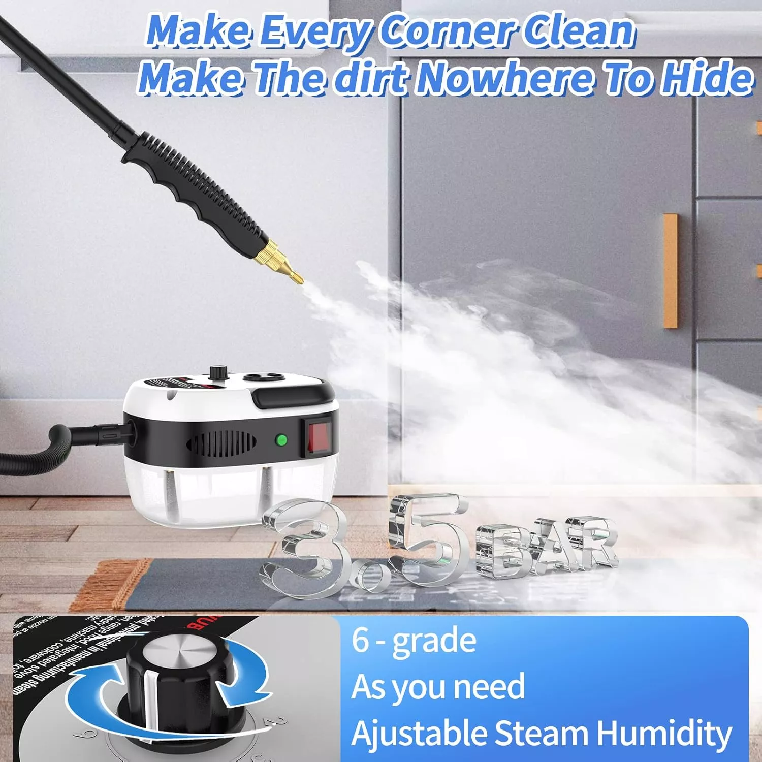 2500W Portable High-Pressure Steam Cleaner for Home and Car Cleaning - Image 3
