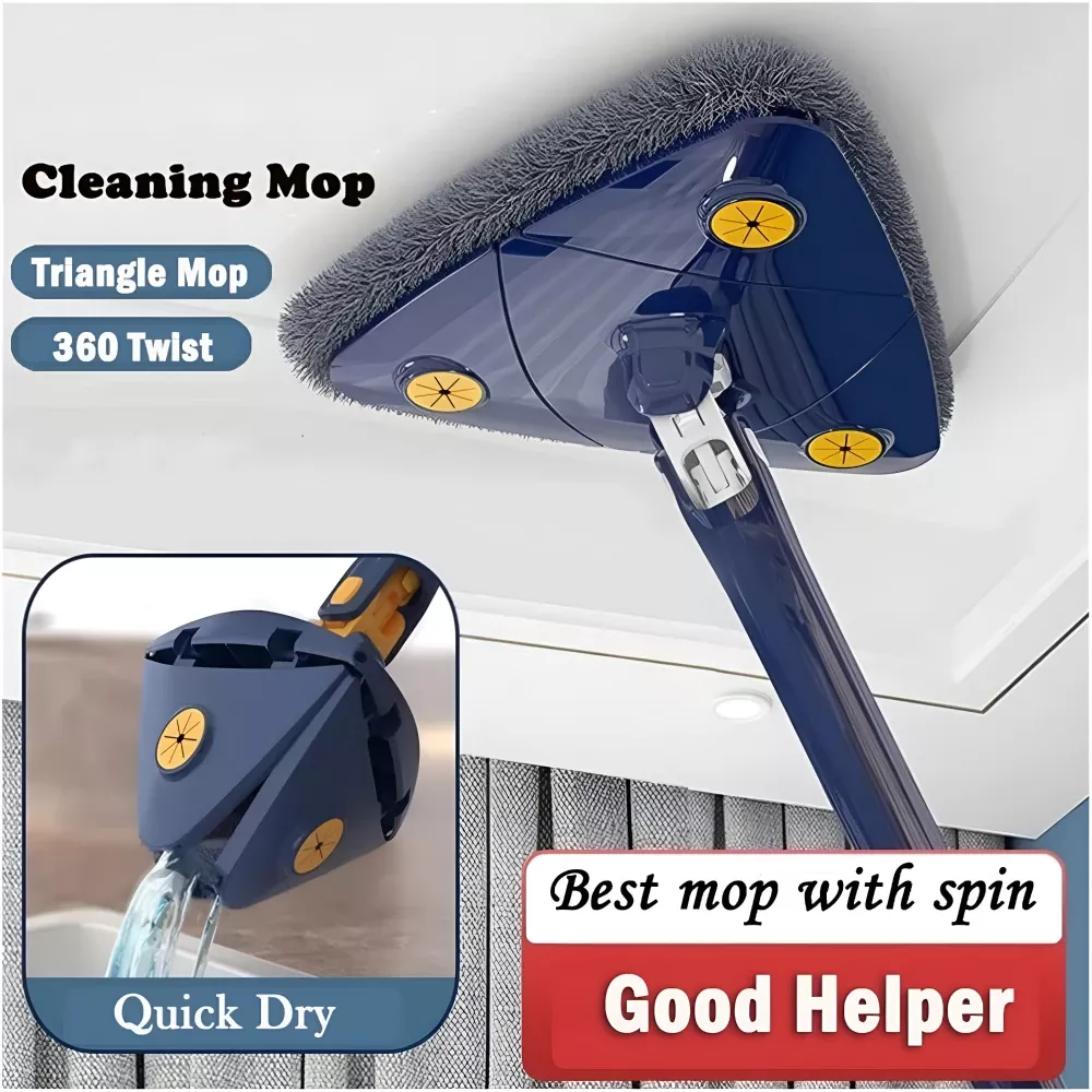 360° Rotating Triangular Mop – Self-Squeezing Microfiber Floor & Wall Cleaning Mop - Image 2