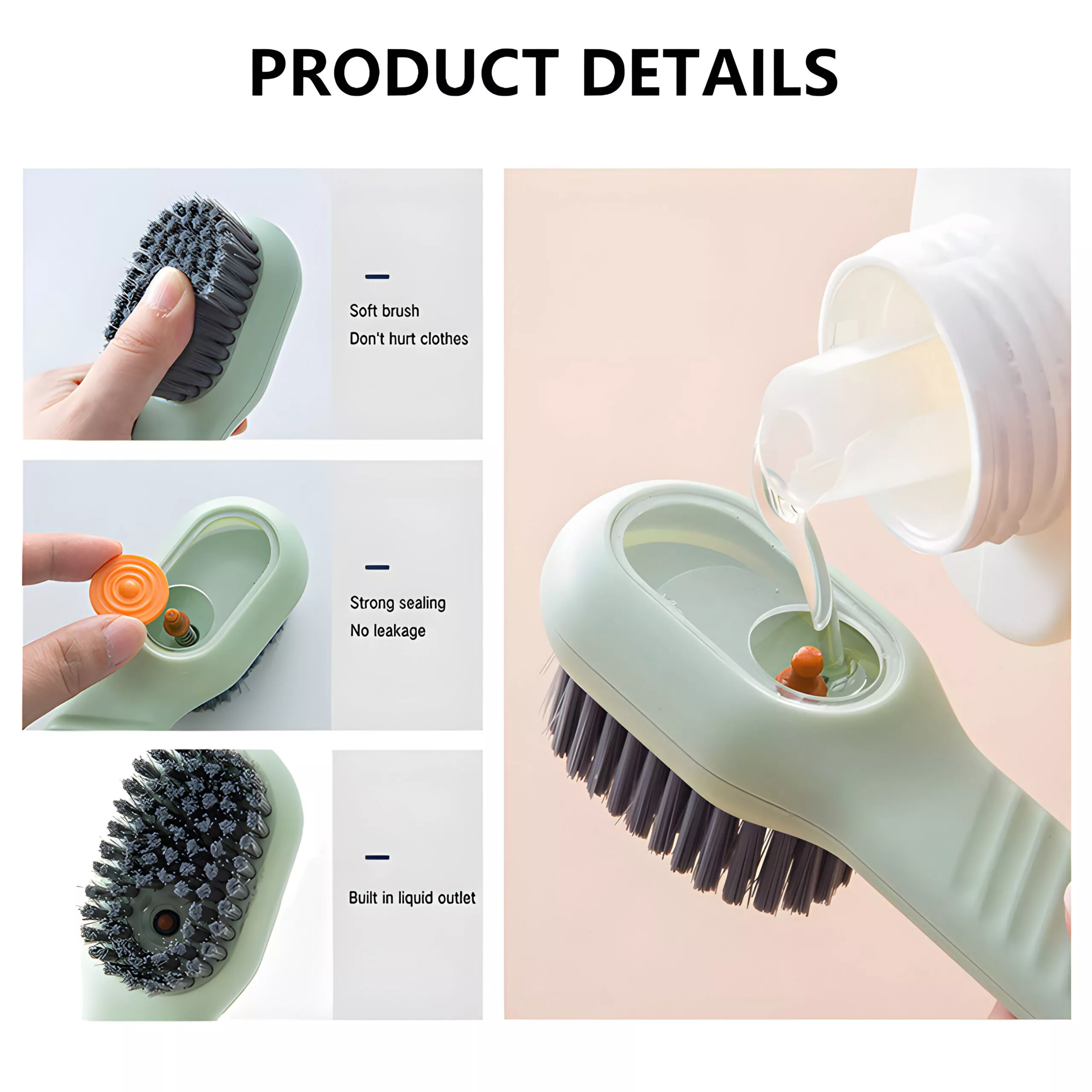 Multifunctional Soft-Bristled Shoe and Clothing Brush with Liquid Dispenser - Image 4