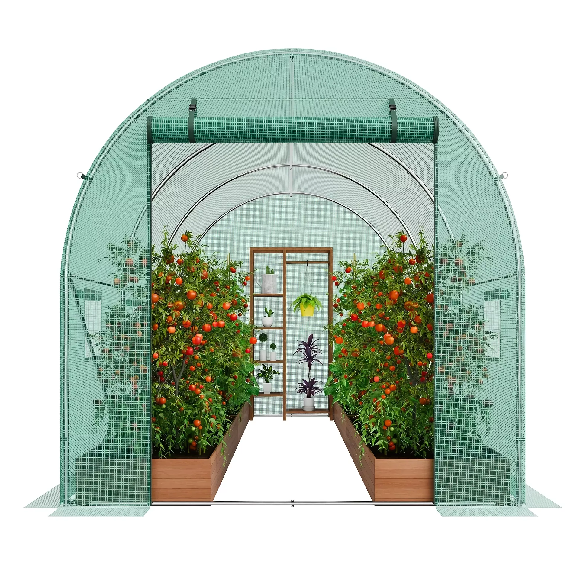 Walk-In Tunnel Greenhouse with Steel Frame & Roll-Up Zipper Door – 11.3 x 6.4 ft - Image 7