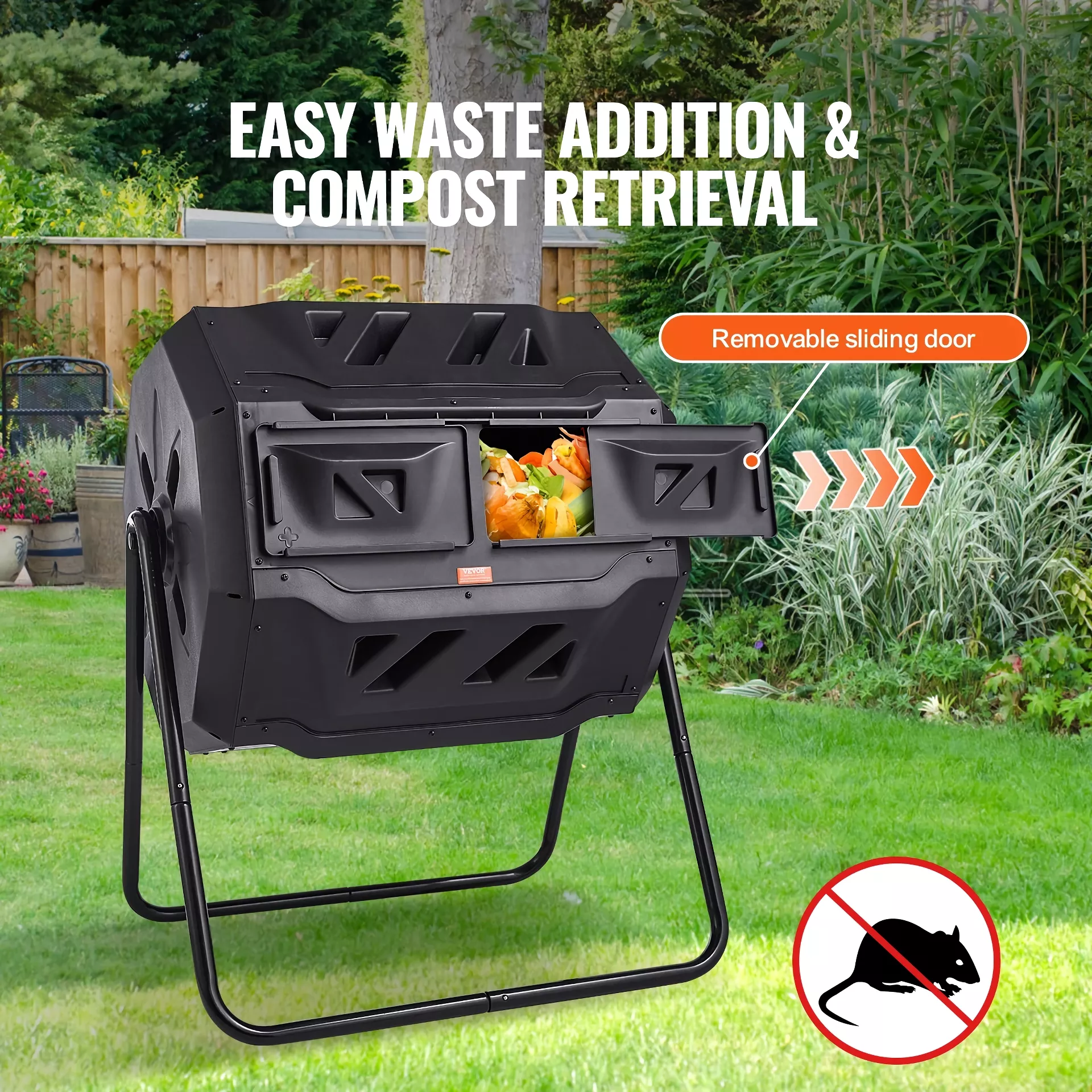 43-Gallon Dual Chamber Compost Tumbler Bin – BPA-Free for Garden & Kitchen Waste - Image 3
