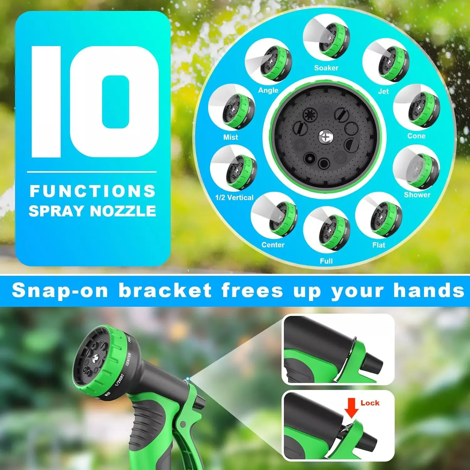 100ft Expandable Garden Hose with 10-Function Nozzle - Image 3