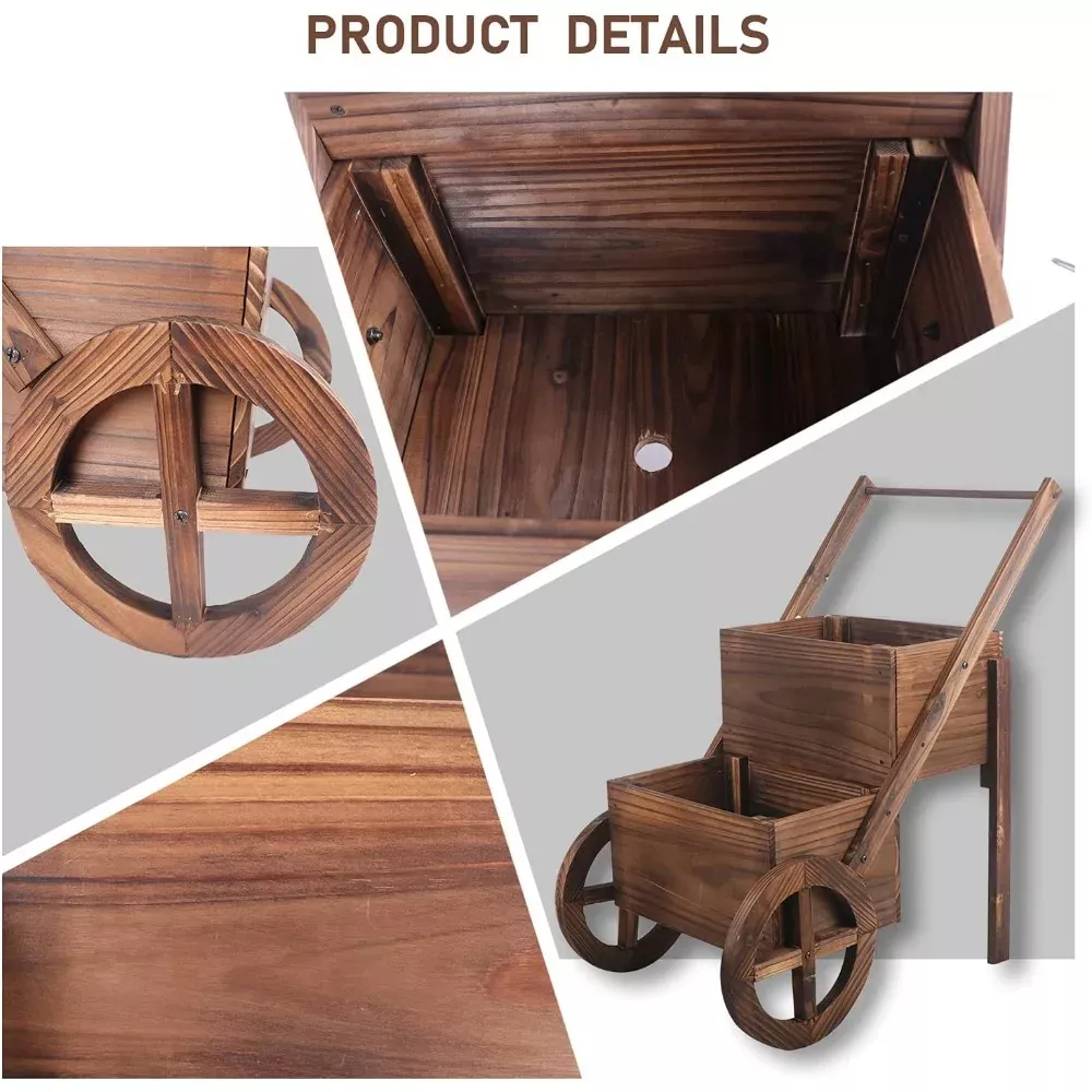 Wooden Wagon Planter - Image 3