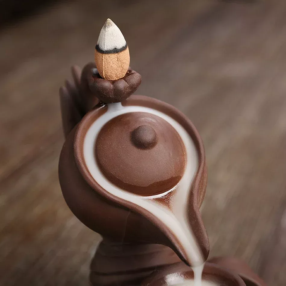 Zen Meditation Lotus & Teapot Backflow Incense Burner - Image 6