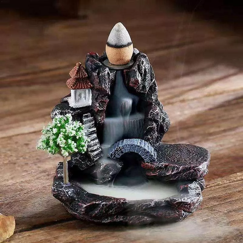 Mountain River Waterfall Backflow Incense Burner - Unique Resin Aromatherapy Fountain