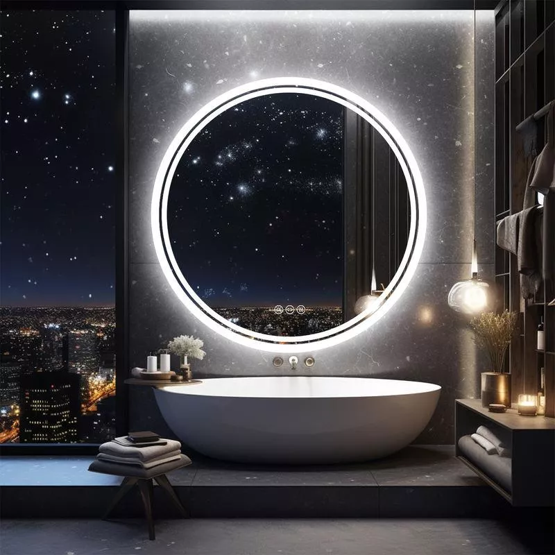 Round LED Bathroom Mirror with Dimmable Anti-Fog Lighting - Image 7