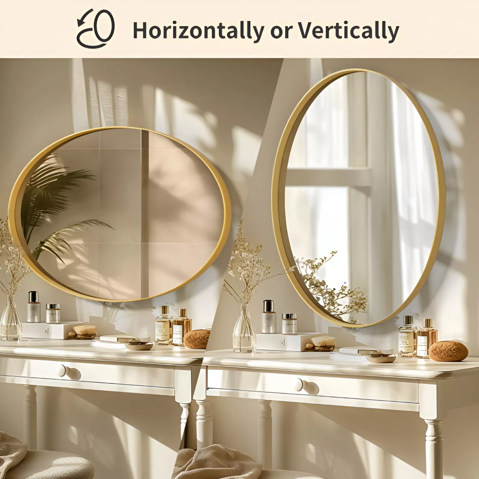 Elegant Oval Gold Wall Mirror - Image 3