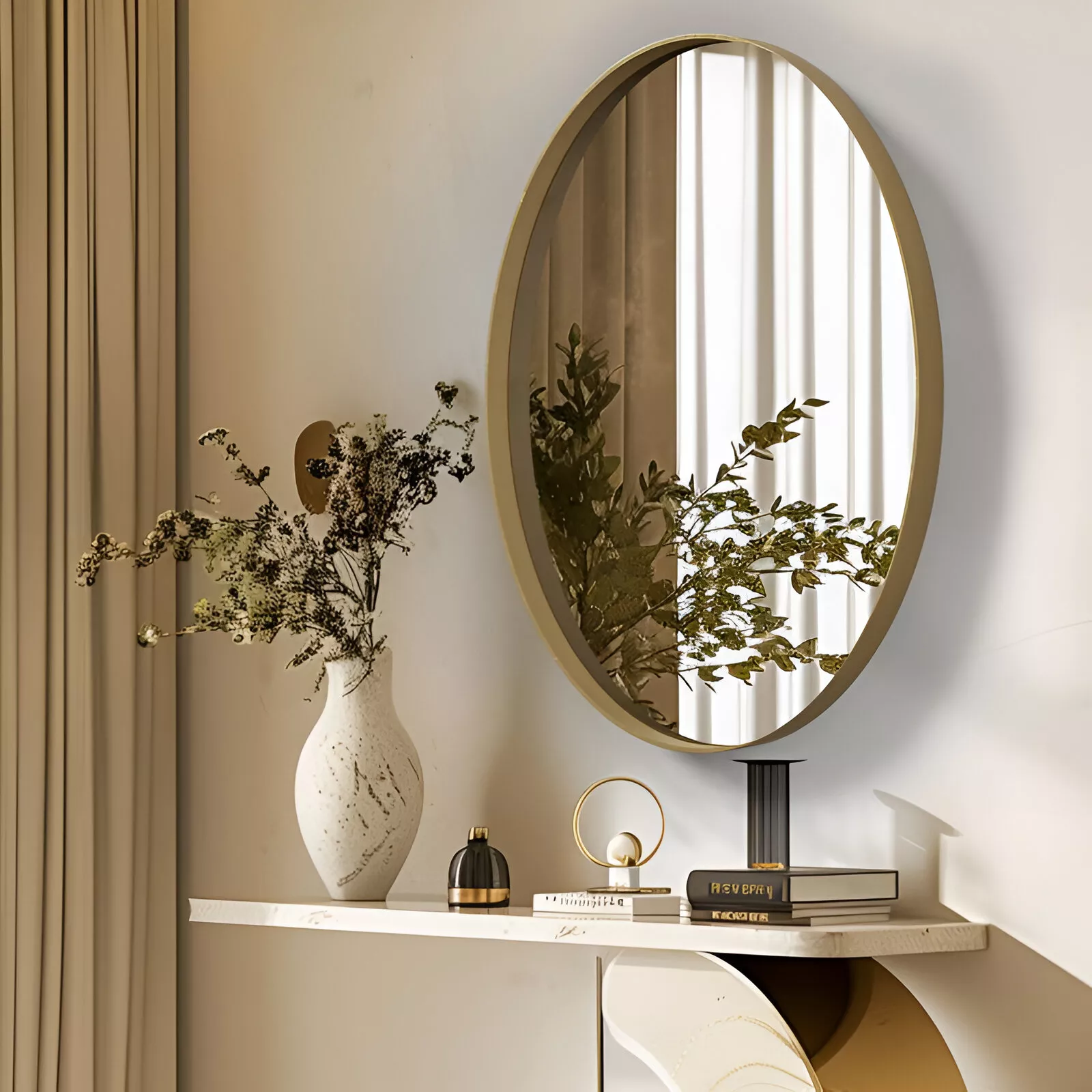 Elegant Oval Gold Wall Mirror - Image 6
