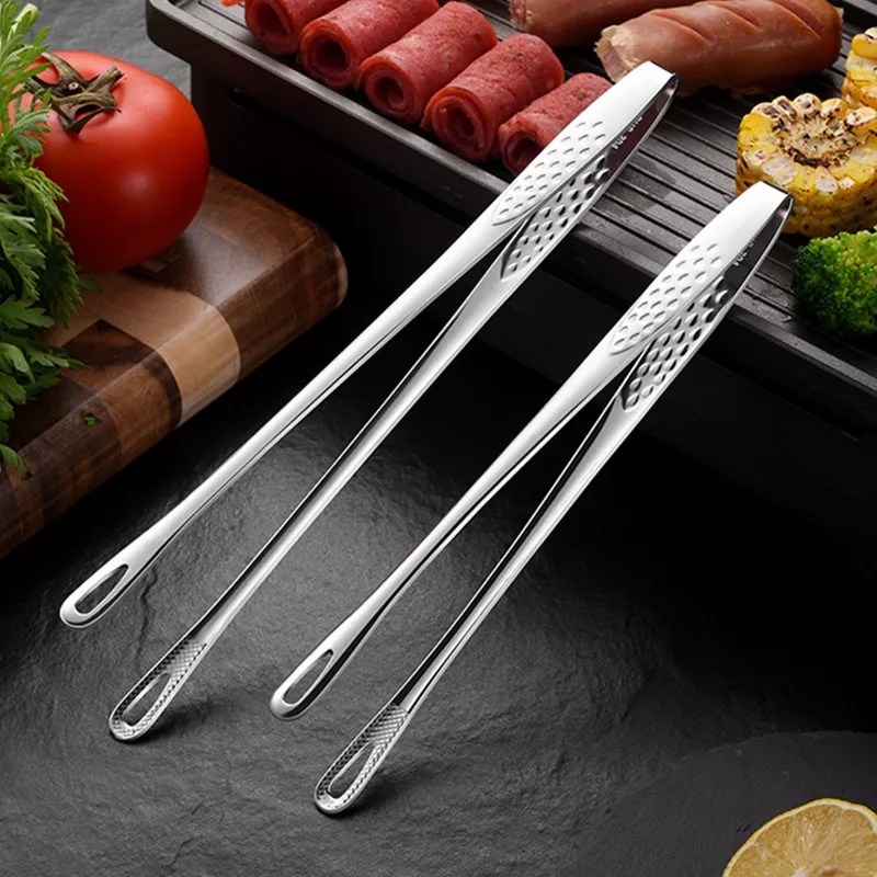 2-Piece Stainless Steel Kitchen & BBQ Tongs – 9.5 & 11 Inch Cooking Tweezers - Image 4