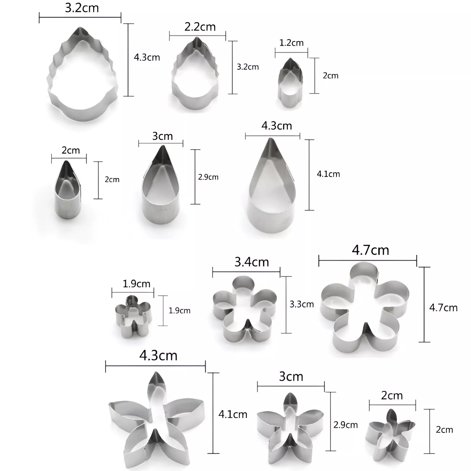 12-Piece Stainless Steel Flower Cookie Cutter Set - Image 6
