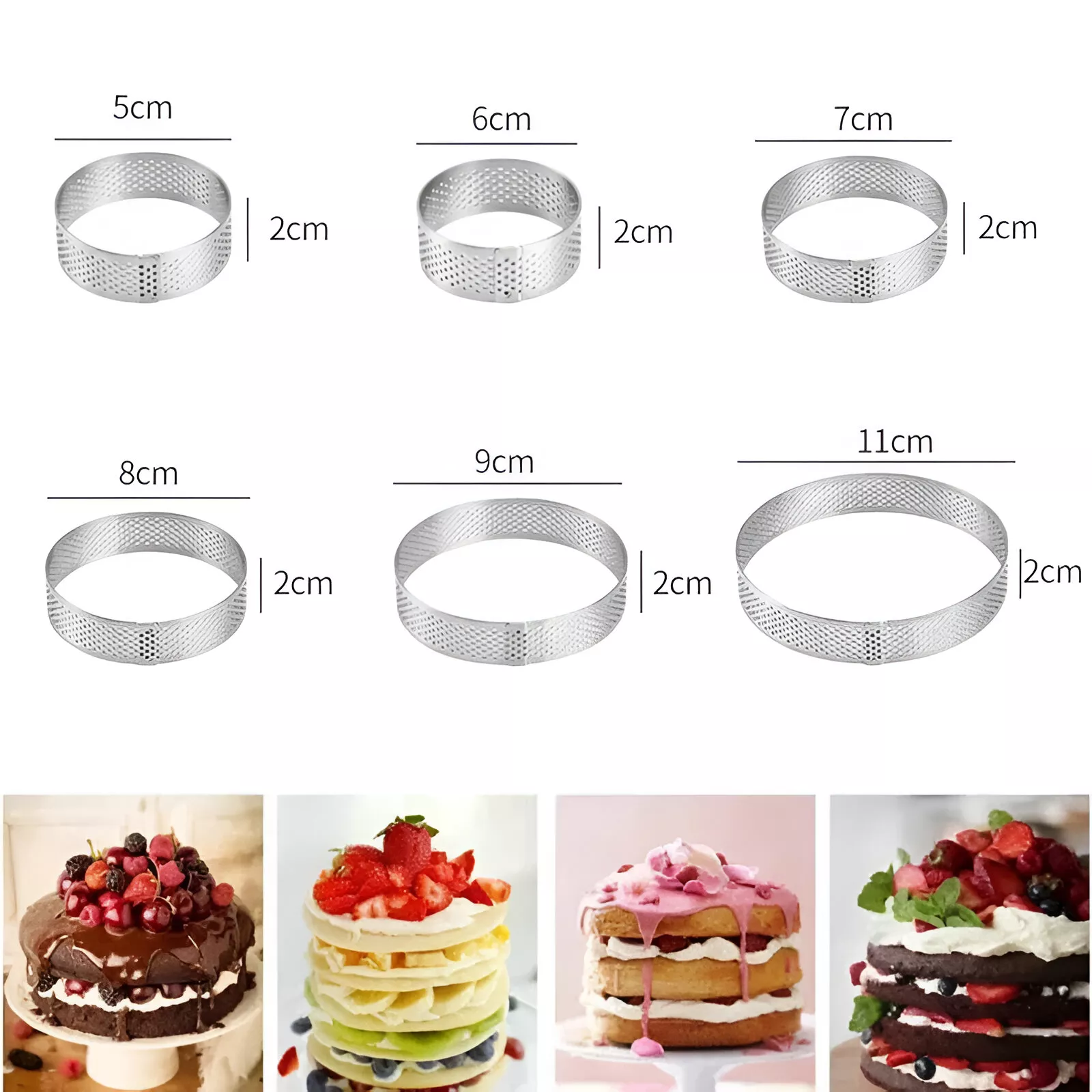 Stainless Steel Tart Mold Rings for Baking, Set of 8 - Image 6