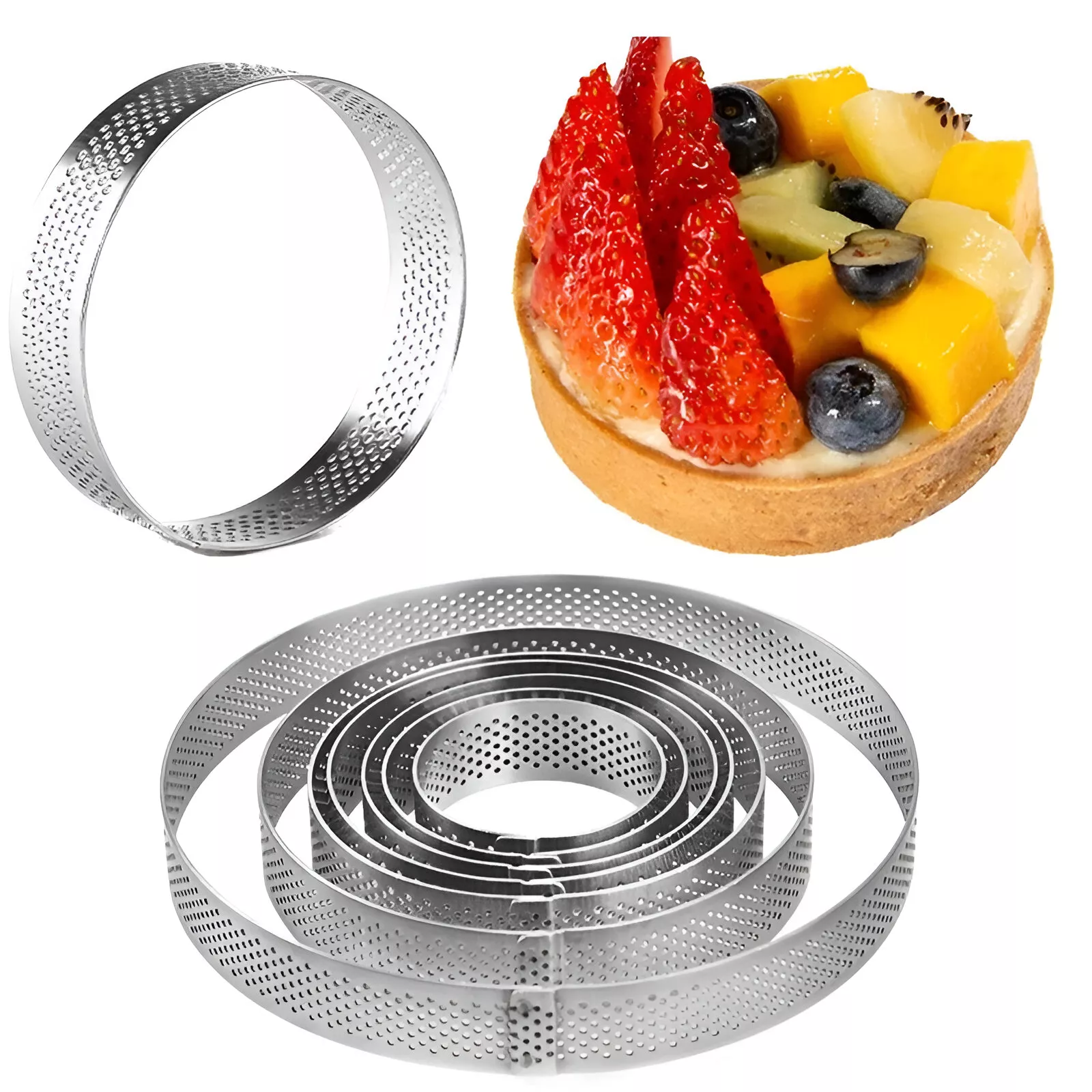 Stainless Steel Tart Mold Rings for Baking, Set of 8 - Image 5
