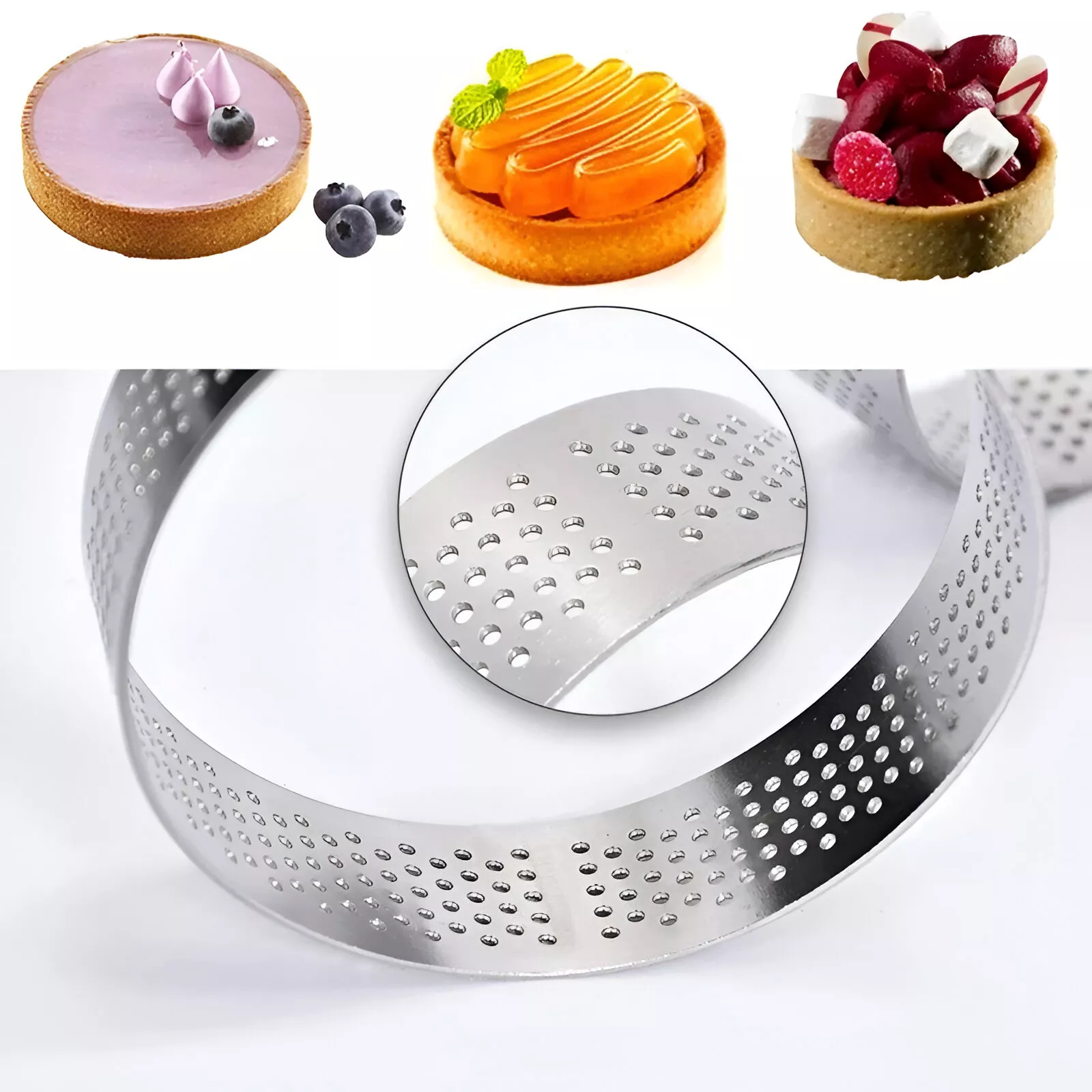 Stainless Steel Tart Mold Rings for Baking, Set of 8 - Image 4